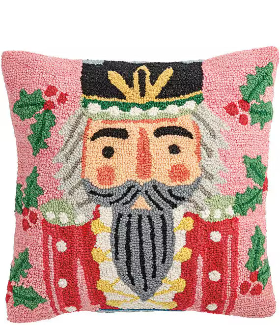 Nutcracker Hooked Wool Square Pillow