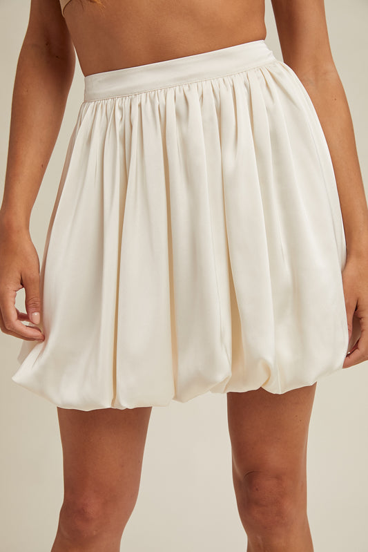 Satin bubble mini skirt