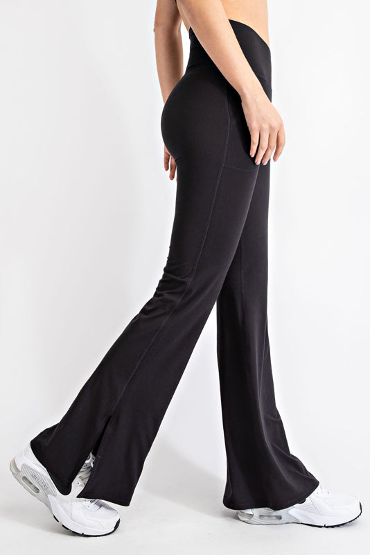 Olive V-Waist Flared Yoga Pocket
