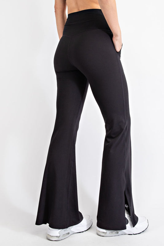 Olive V-Waist Flared Yoga Pocket