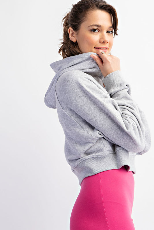 Grey HOODIE CROP JACKET