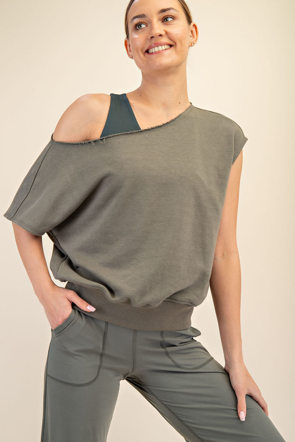 FRENCH TERRY OFF SHOULDER TOP