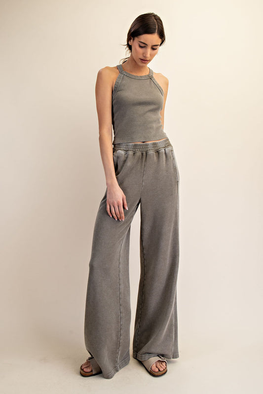 MINERAL WASHED RIBBED HALTER TANK