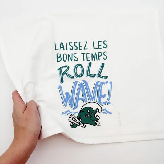 Tulane Roll Wave Tea Towel New Orleans College