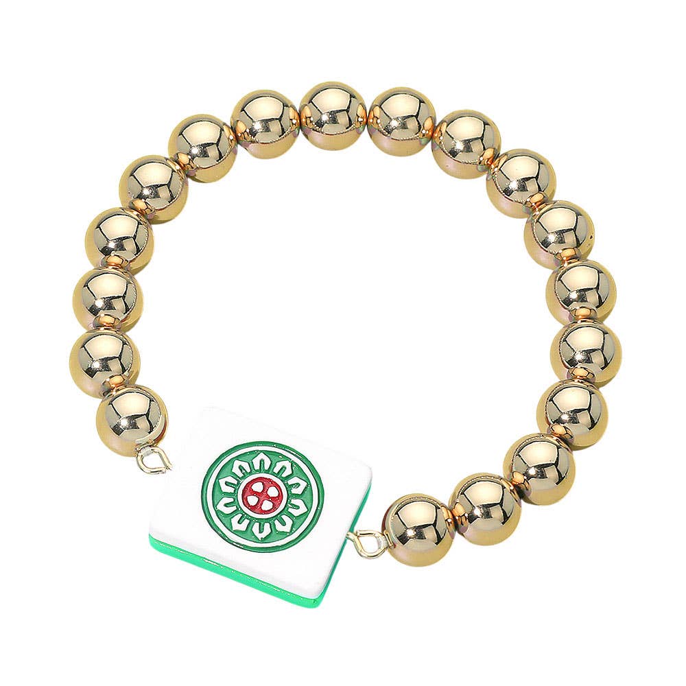 Mahjong Tile Beaded Stretch Bracelet - The Season Boutique