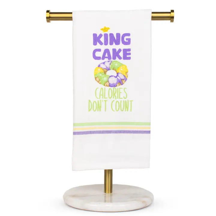 King Cake Calories Don't Count Hand Towel White/Multi 20x28