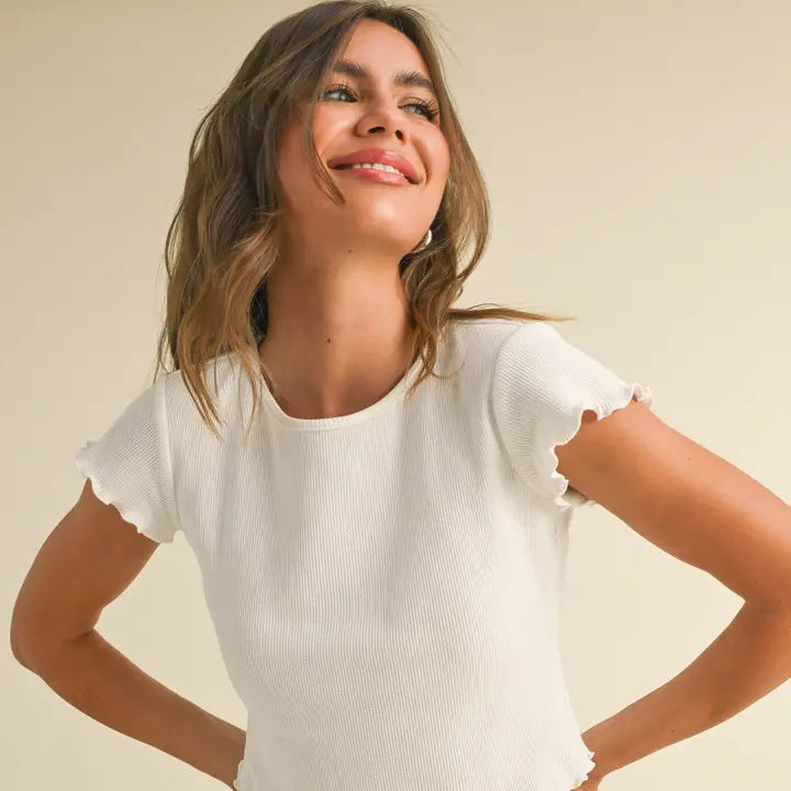 Mini Waffle Fabric Short Sleeve Top