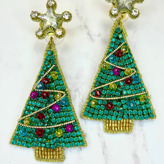 Holiday Christmas Green Christmas Tree Earrings Jewelry