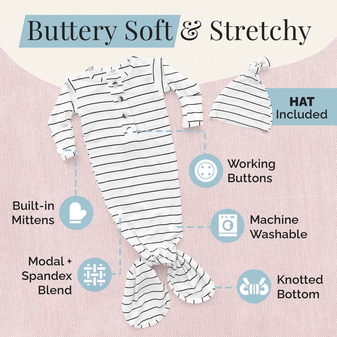 Knotted Baby Gown Set