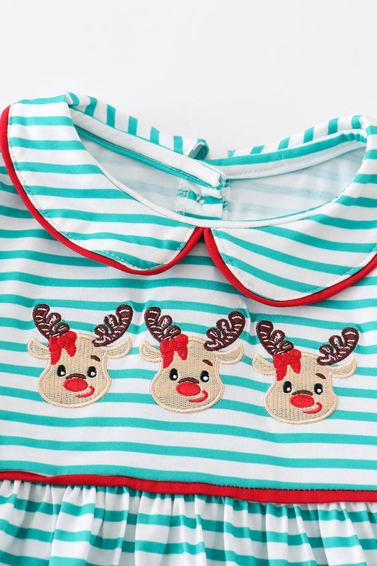 Green Stripe Deer Dress