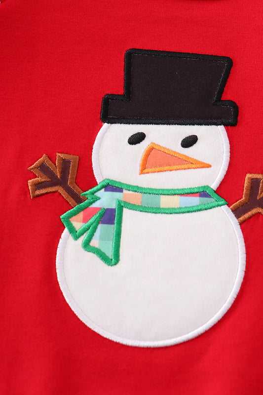 Red Snowman Ruffle Top