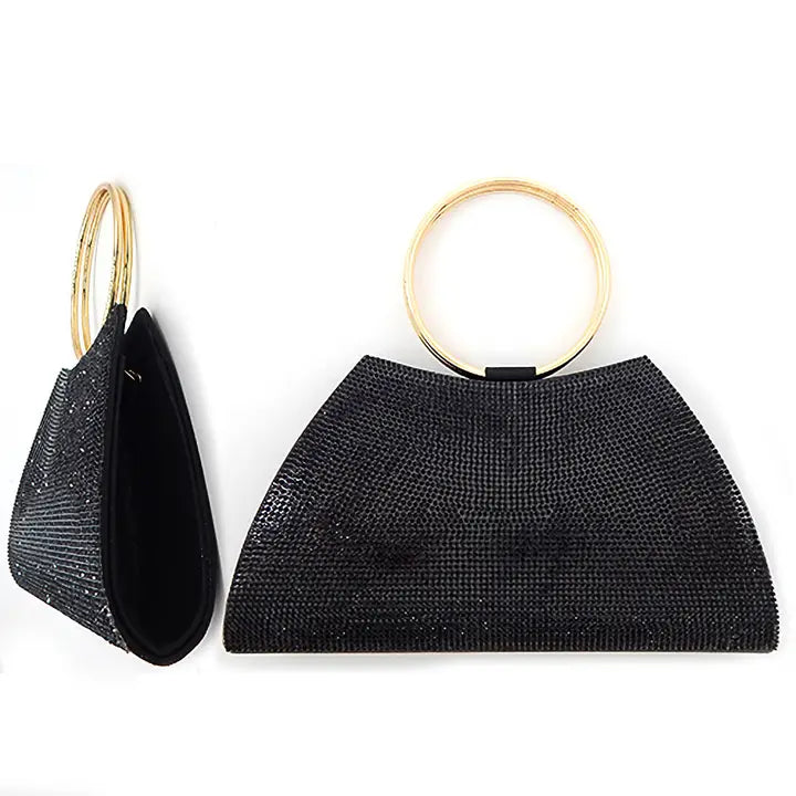 Sophisticated Trapezoid Dazzling Round Handle Clutch Bag