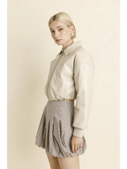 Padded Cropped Bomber Jacket