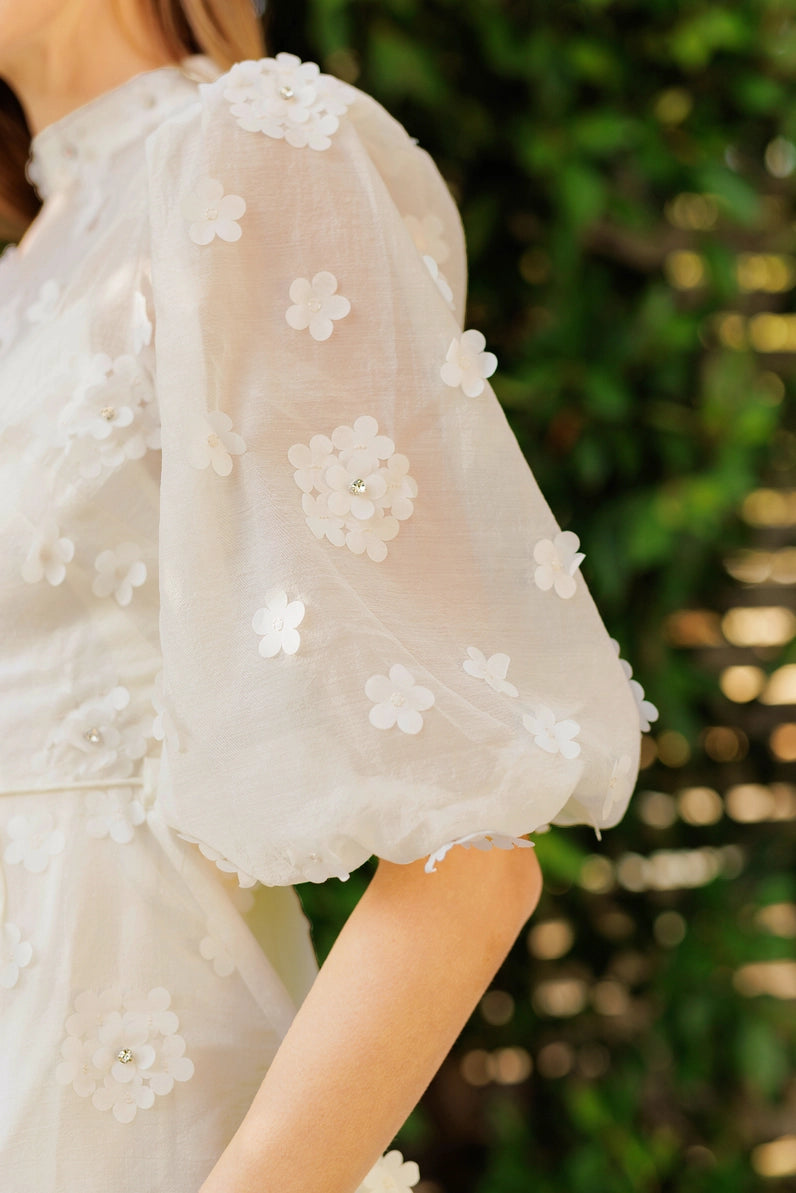 Floral Embellished Sheer Mini Dress