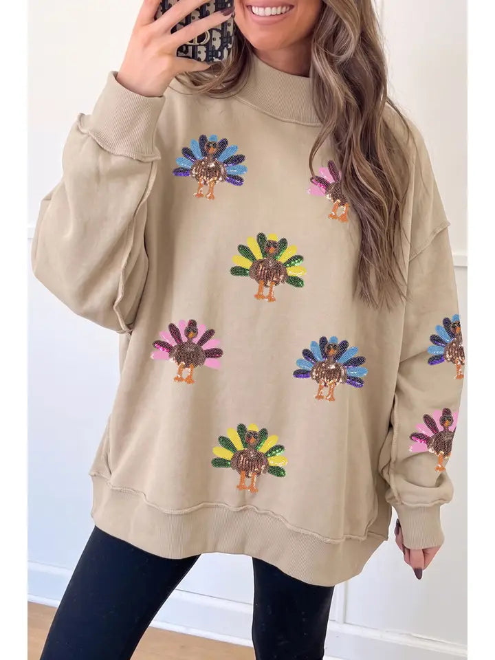 Sequin Turkey Pullover