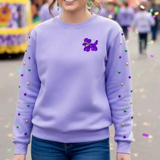 Mardi Gras Purple Sequin Embroidered Geaux Cup Sweatshirt
