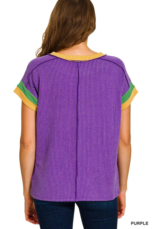 Mardi Gras Raised Rib Top