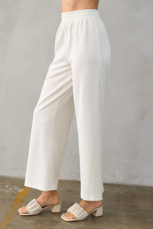 Soft Novelty Knit Wide-leg Pants