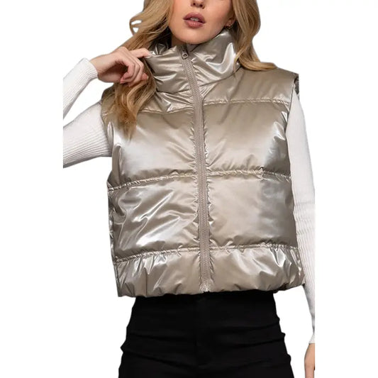 High Neck Zip Up Vest