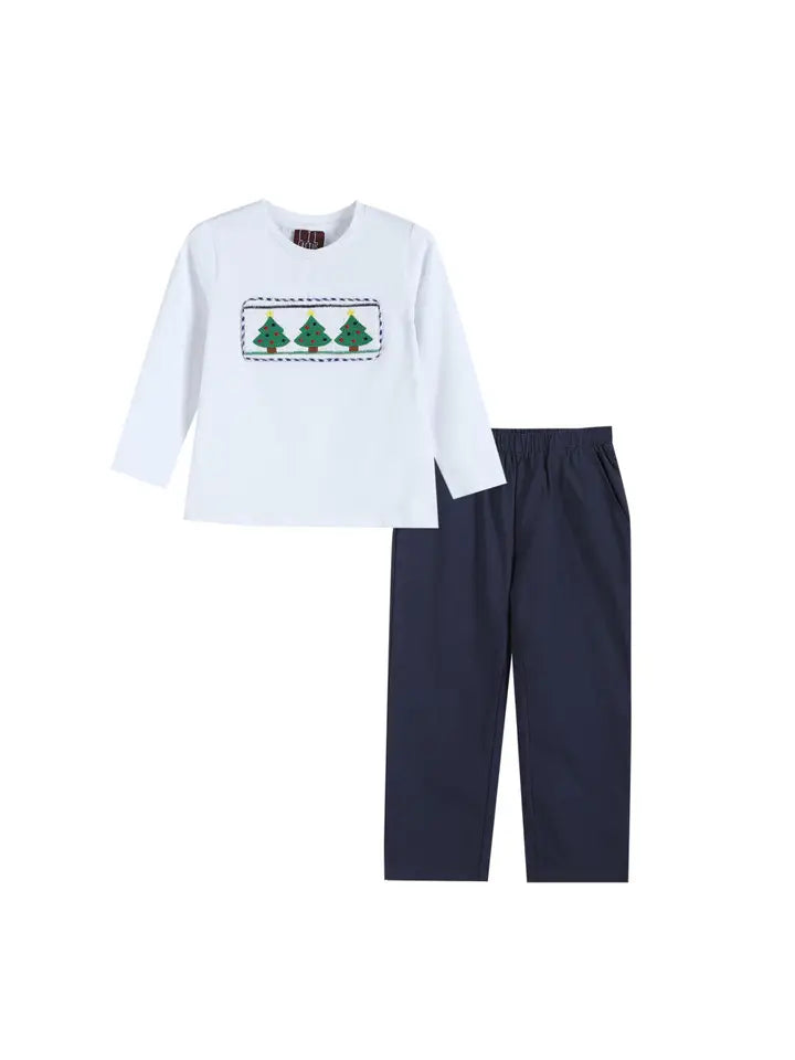 Navy and White Christmas Tree 2 Pc Set - The Season Boutique