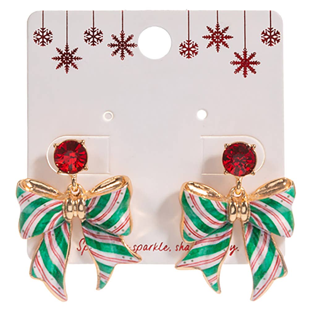 Candy Cane Bow Earrings