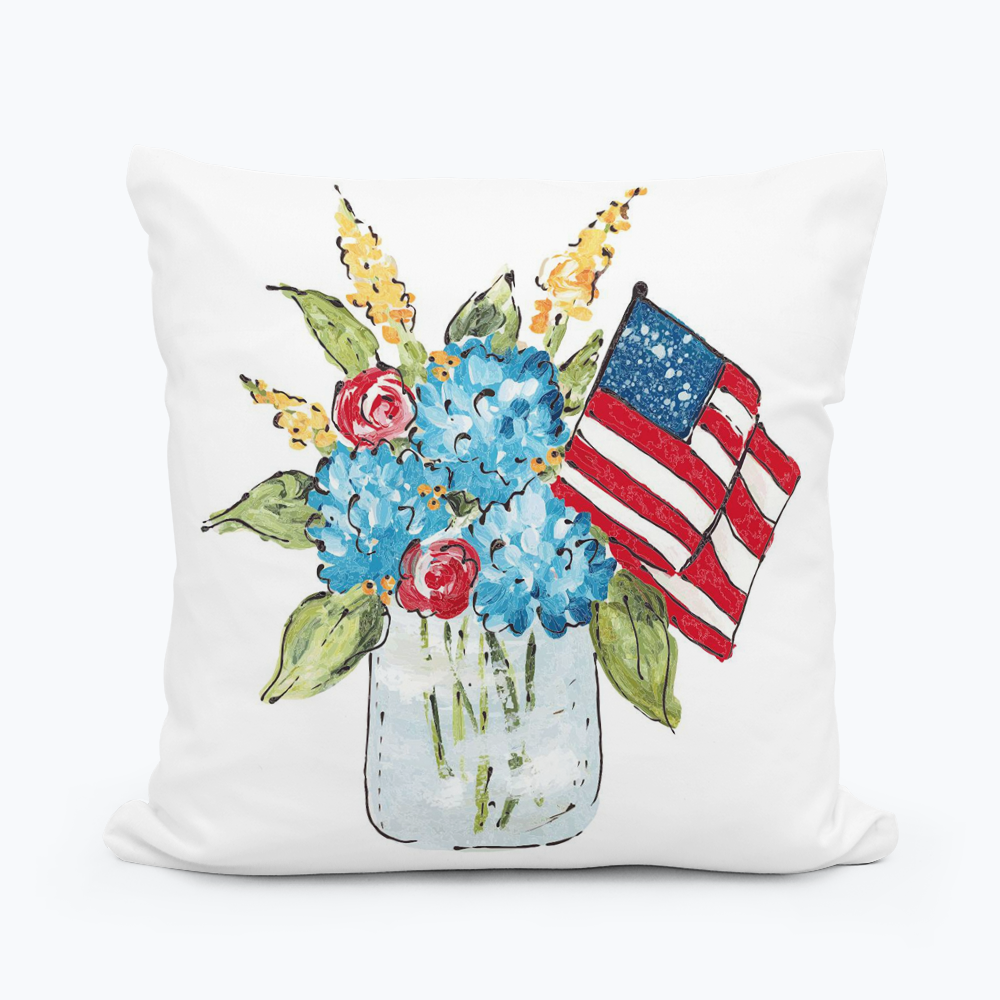 Flag Floral Jar Square Pillow: 18 x 18