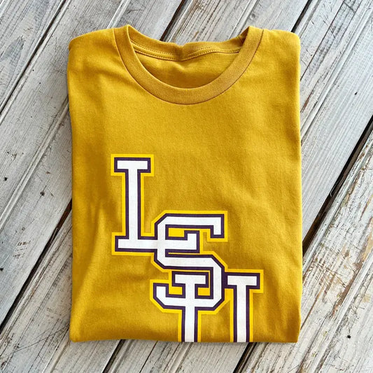 LSU Stacked Logo Tee-antique