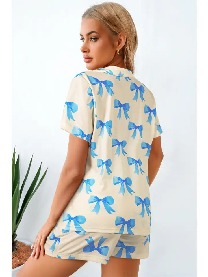 Bow Printed Pajama Set