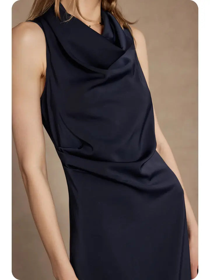 Draped Sleeveless Long Dress
