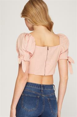 Rose LINEN CROP TOP