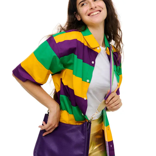 Mardi Gras Striped Button Down
