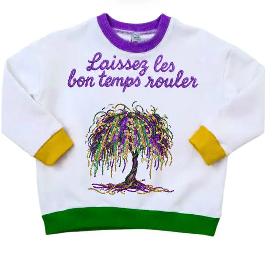 Mardi Gras Bead Tree Sequin Sweater