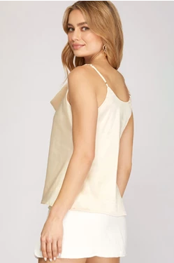 Ecru Satin Cowl Neck Cami - The Season Boutique