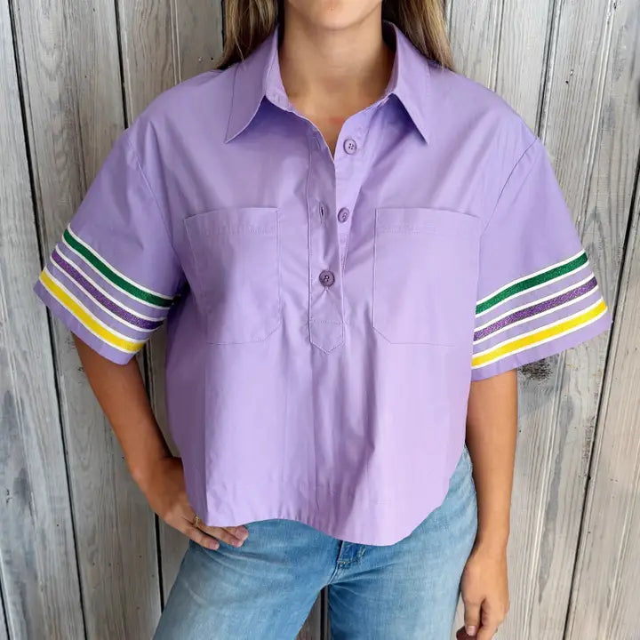 Mardi Stripe Poplin-Lavender - The Season Boutique