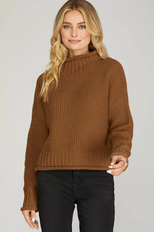 LONG SLEEVE NECK SWEATER TOP