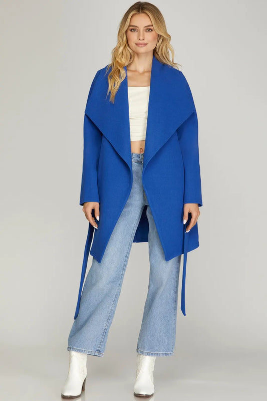 LONG SLEEVE OPEN FRONT WRAP COAT