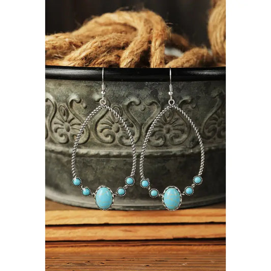 Western Turquoise Water Drop Hook Earrings