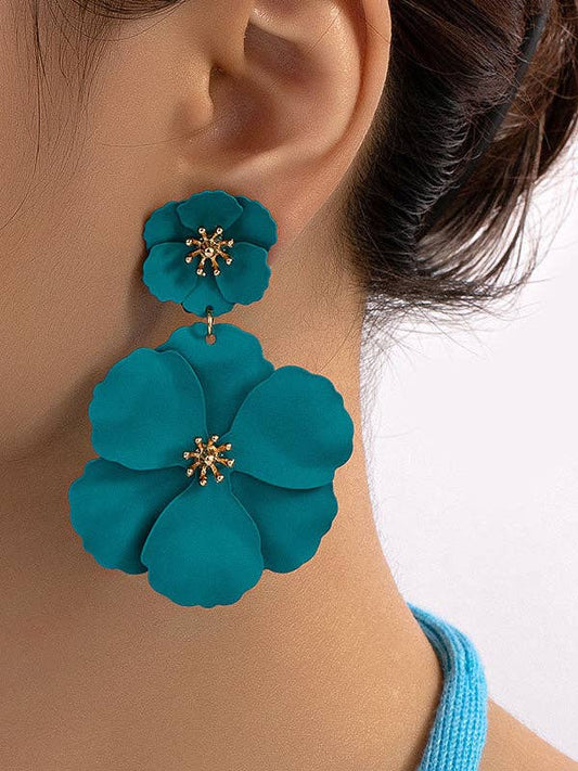 Flower Shape Drop Clip on Earrings - The Season Boutique