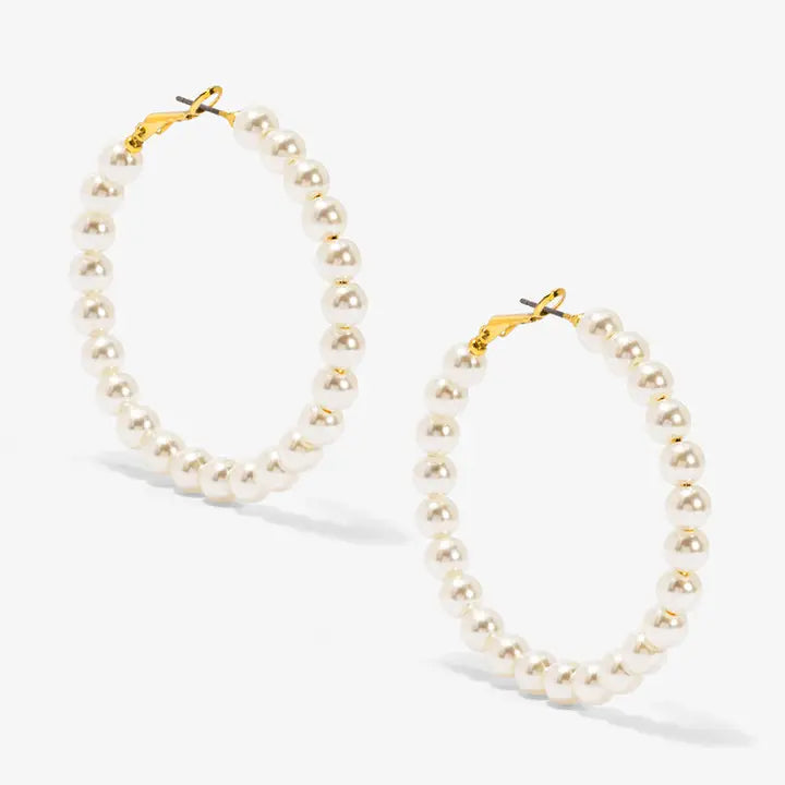Pearl Beaded Hoops
