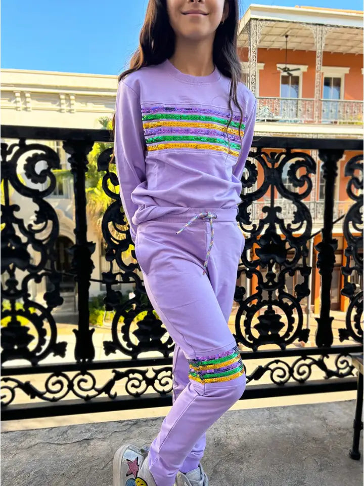 Youth Sequin Stripes Long Sleeve