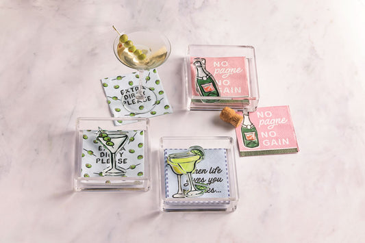 Martini Acrylic Napkin Caddy & Weight Set