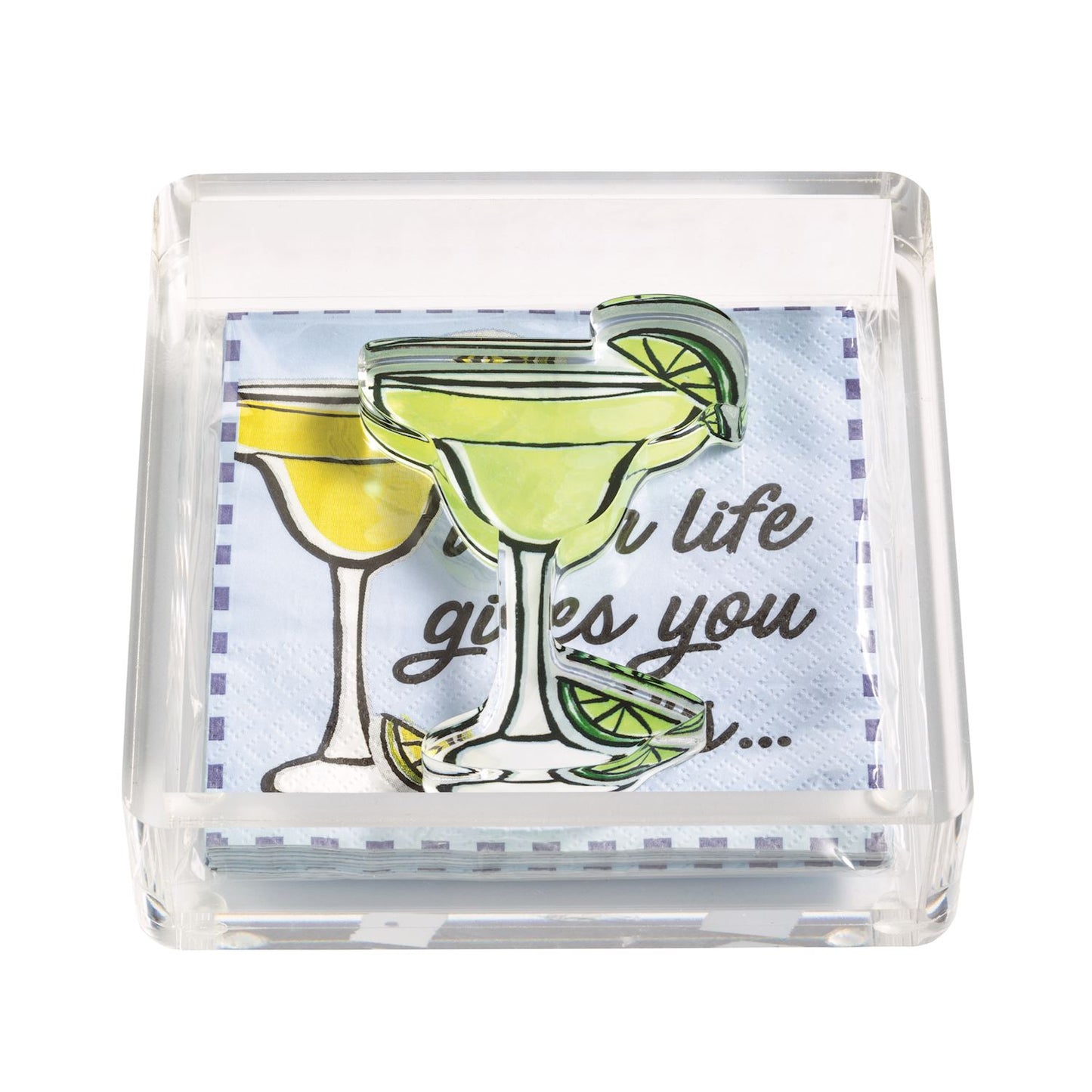 Margarita Acrylic Napkin Caddy & Weight Set