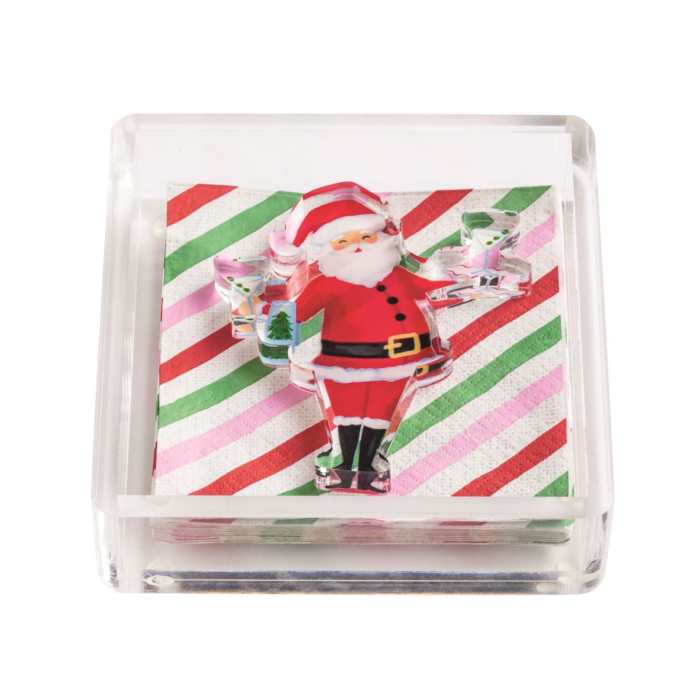 Christmas Stripes Napkin Caddy Set