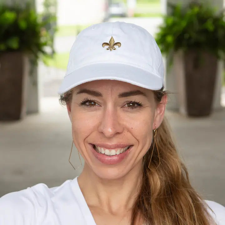 Napoleon Fleur De Lis Baseball Hat White/Gold One Size