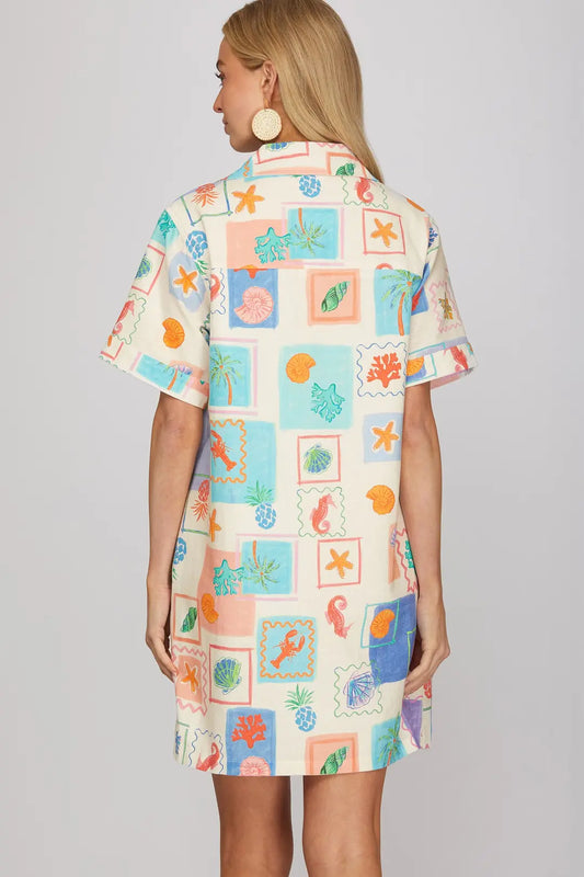 COLLARED MINI DRESS WITH POCKETS - The Season Boutique