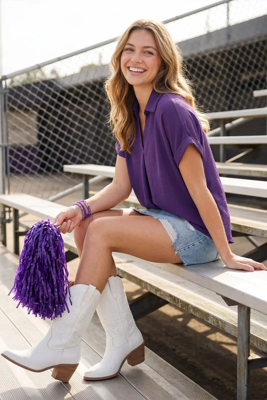 Collared Woven Top