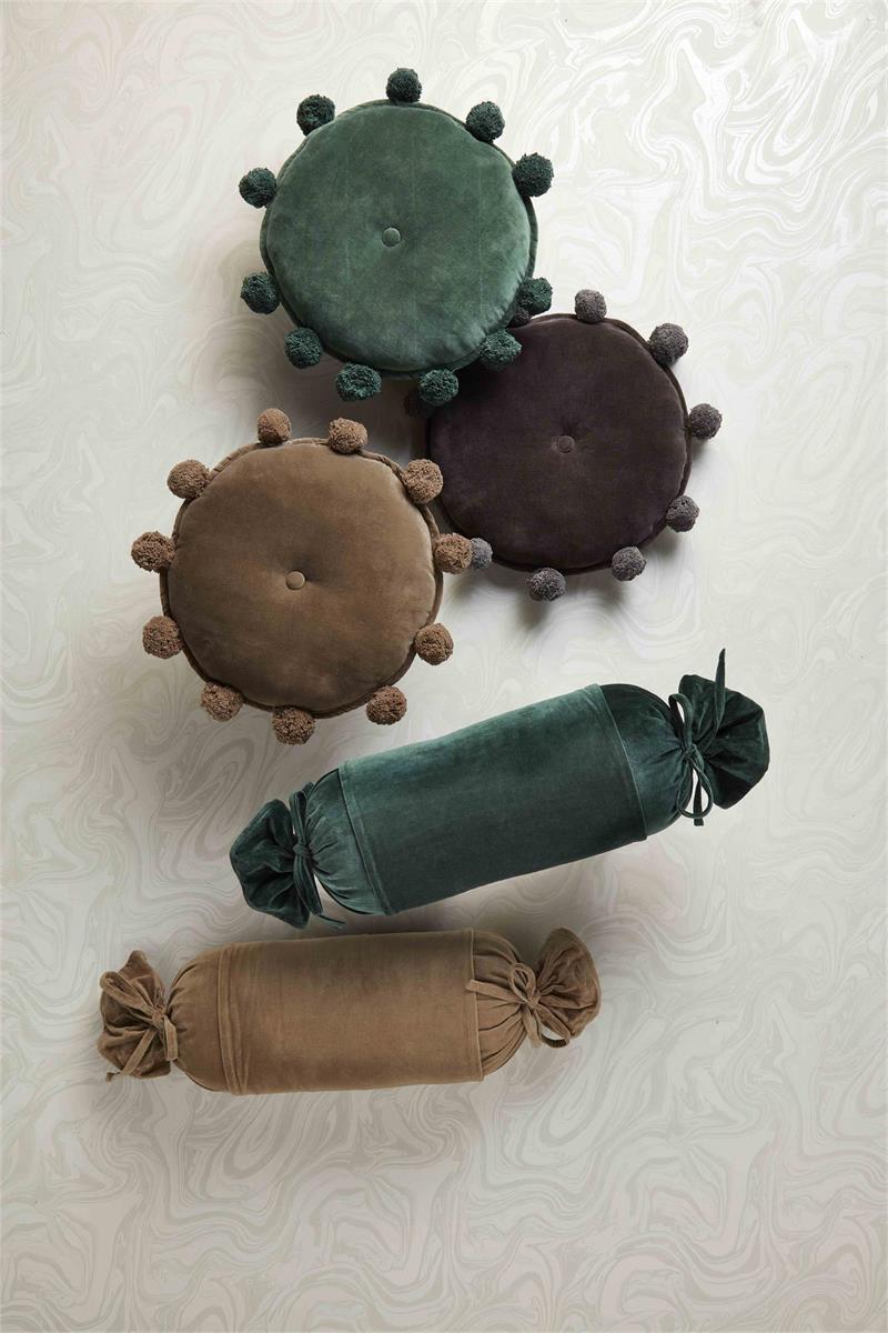 ROUND VELVET POM PILLOW - The Season Boutique