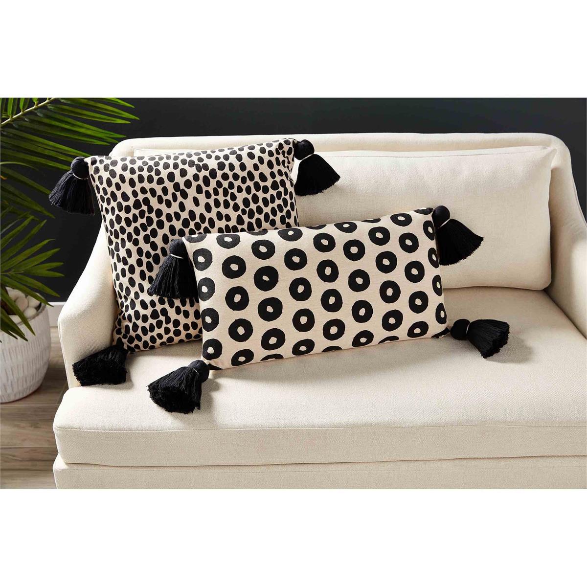 Black Dot Tassel Pillow - The Season Boutique