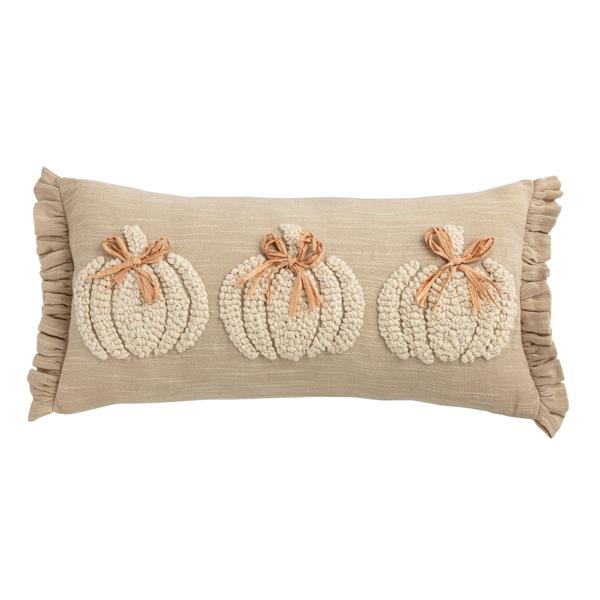 Lumbar Embroidered White Pumpkin Pillow