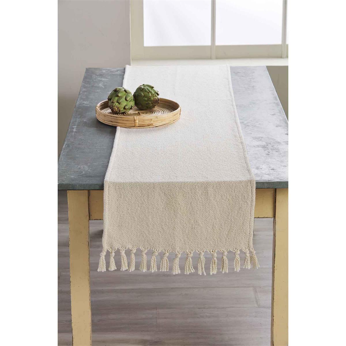 Off White Fringe Table Runner - The Season Boutique